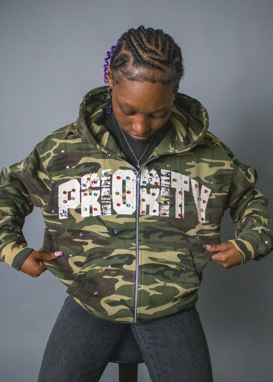 Rhinestone Zip-Up