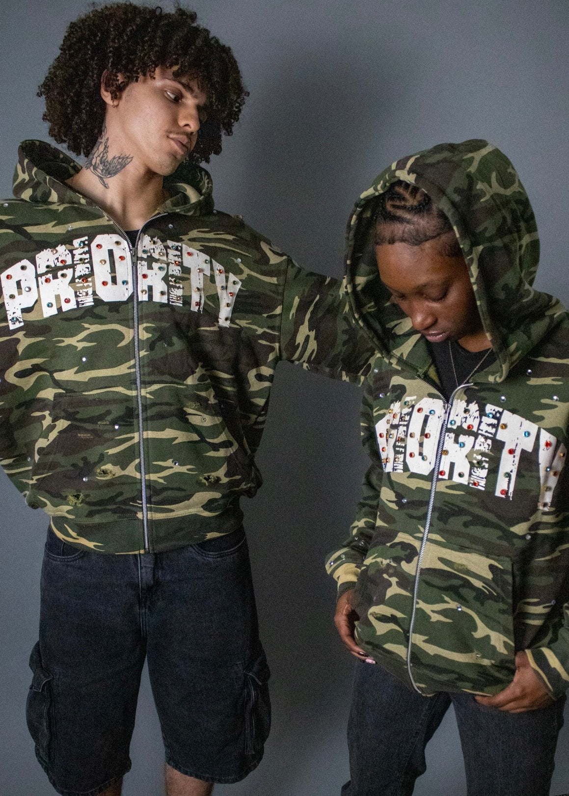 Rhinestone Zip-Up