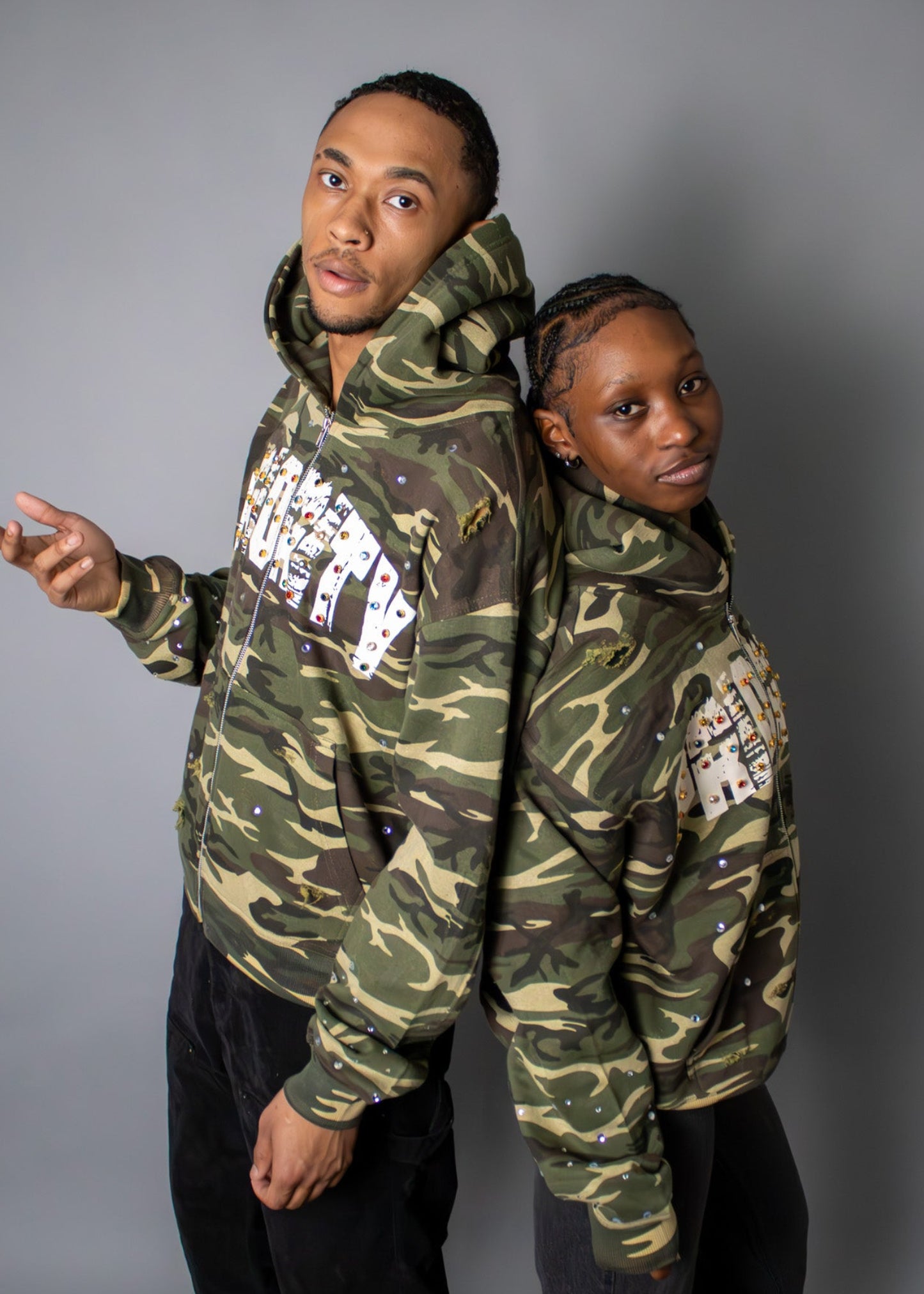 Rhinestone Zip-Up